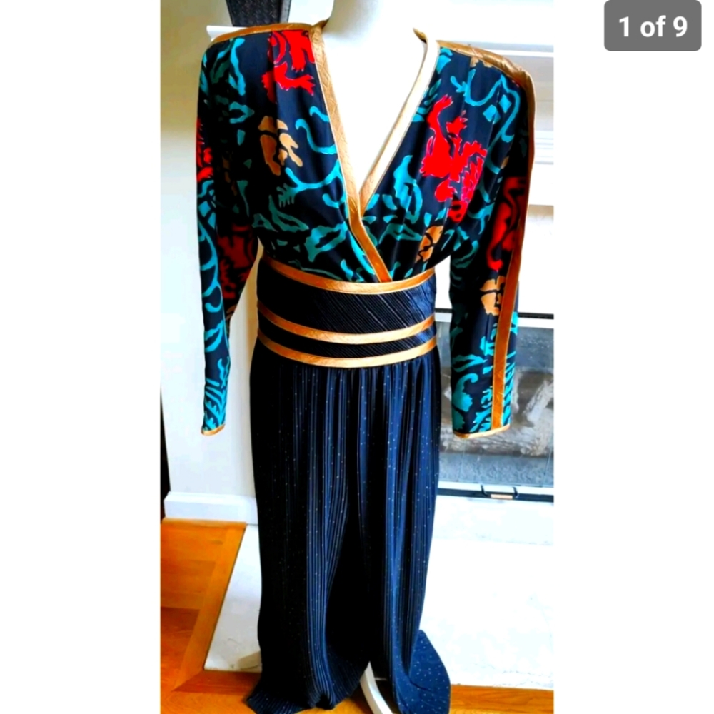 Vtg 80s Jeanne Marc Jumpsuit Art to Wear